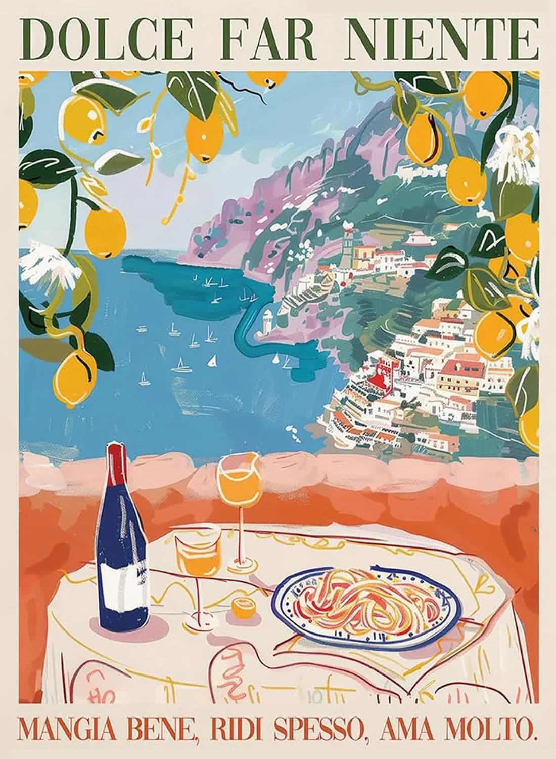 Fairyland JinWenn Italian Pasta Wine Paint by Numbers Kit for Adults Canvas 29.6 x 19.4 cm (11.6 x 7.6 inches) | Relaxing Hobby for Beginners