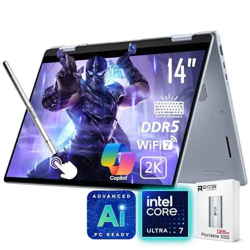 Dell 14 Plus 2-in-1 AI Ready Laptop, 14" 2K Touchscreen, Core Ultra 7 256V(>i9-12900K), Copilot+ PC, Backlit Keyboard, WiFi 7, Thunderbolt 4, Windows 11 Home, Ice Blue, 16GB DDR5, 1TB SSD thumbnail 1