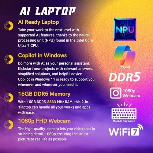 Dell 14 Plus 2-in-1 AI Ready Laptop, 14" 2K Touchscreen, Core Ultra 7 256V(>i9-12900K), Copilot+ PC, Backlit Keyboard, WiFi 7, Thunderbolt 4, Windows 11 Home, Ice Blue, 16GB DDR5, 1TB SSD thumbnail 4