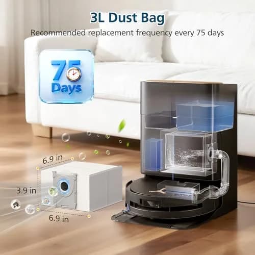 Lacvik 16 Dust Bags for ECOVACS DEEBOT X9 PRO OMNI, X8 PRO OMNI, T80 OMNI, T50 MAX PRO, T50 PRO, T50 OMNI, T30C OMNI, Yeedi M14 PLUS, S14 PLUS, S16 PLUS Robot Vacuum 3L Capacity thumbnail 5