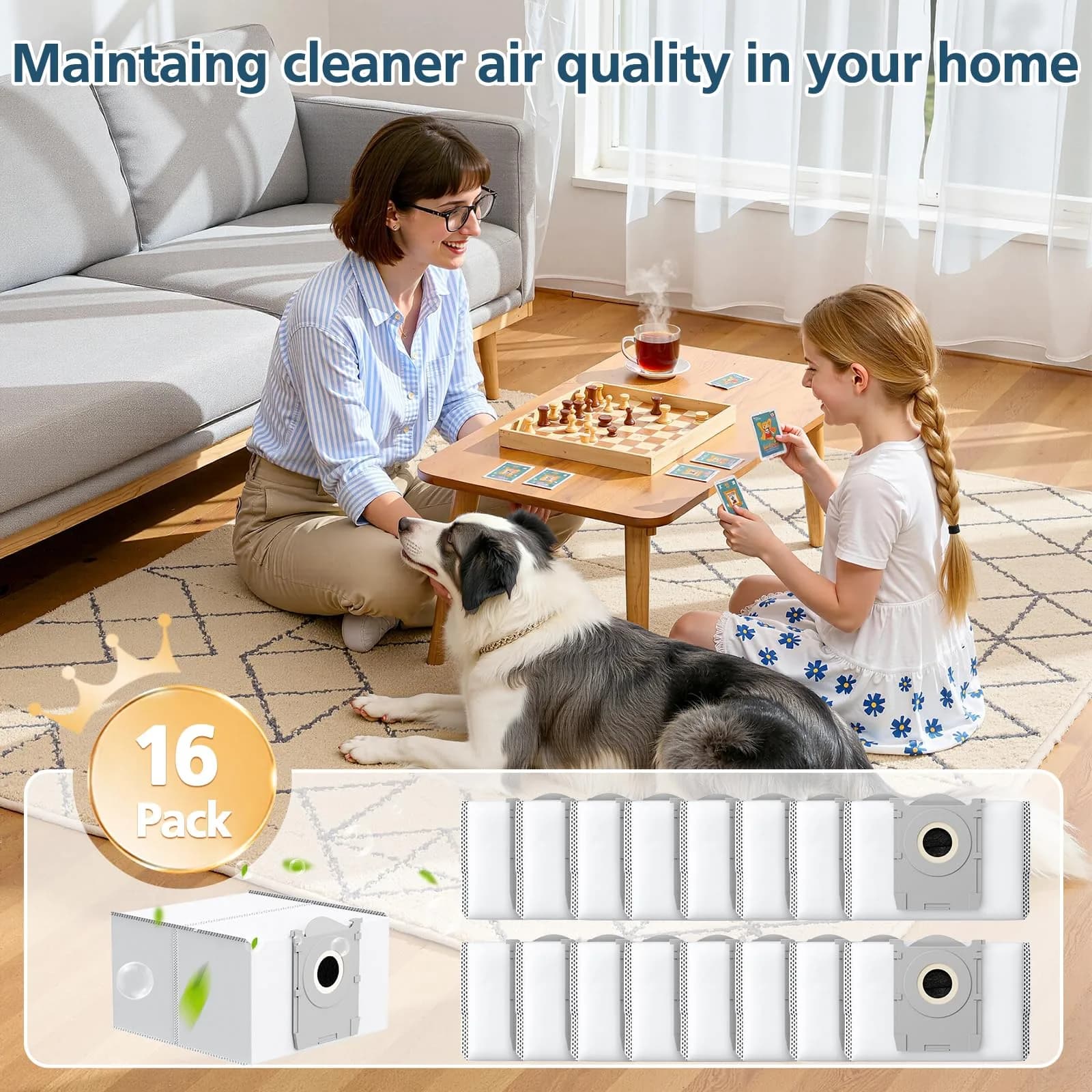 Lacvik 16 Dust Bags for ECOVACS DEEBOT X9 PRO OMNI, X8 PRO OMNI, T80 OMNI, T50 MAX PRO, T50 PRO, T50 OMNI, T30C OMNI, Yeedi M14 PLUS, S14 PLUS, S16 PLUS Robot Vacuum 3L Capacity - view 8