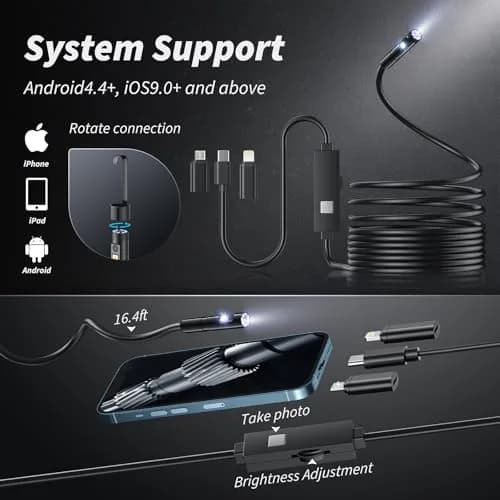 MugEasy Endoscope Camera with Light 1920P HD | Dual Lens, Waterproof, 16.4FT Cable thumbnail 7