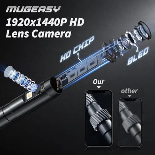 MugEasy Endoscope Camera with Light 1920P HD | Dual Lens, Waterproof, 16.4FT Cable thumbnail 2