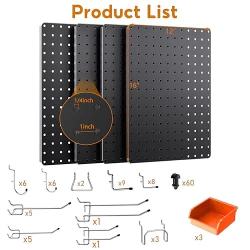 Hogurity Metal Peg Board 4 Pack 12"×16" Heavy Duty Wall Panels | Versatile Tool Organizer for Garage & Workshop thumbnail 2
