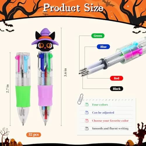 CZWZ 32Pcs Mini Multicolor Pens in One 4-in-1 | Fun Halloween Gift for Kids & Students thumbnail 2
