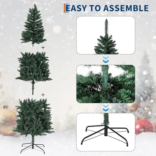 SLEKVERSA 7.5FT Pre-Lit Artificial Christmas Tree | Slim Pencil Design with LED Lights for Indoor Use thumbnail 6