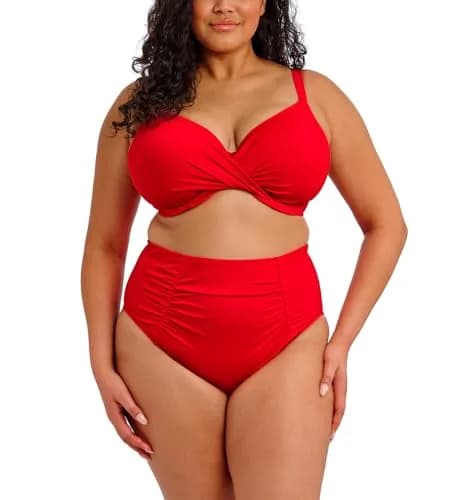 Elomi Swim Plain Sailing Underwire Bikini Top 36J Lava | Supportive Plunge Design thumbnail 4