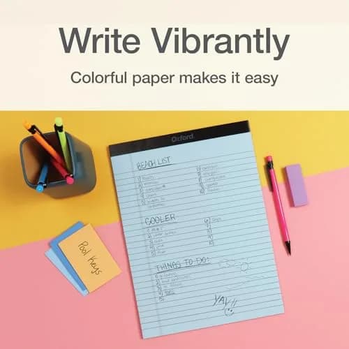 Oxford Color Writing Pads, Wide Rule, 6-Pack, 21.6cm x 29.8cm (8.5" x 11.75") | Authentic USA Import for School & Office thumbnail 4
