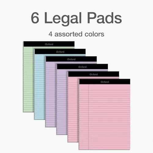 Oxford Color Writing Pads, Wide Rule, 6-Pack, 21.6cm x 29.8cm (8.5" x 11.75") | Authentic USA Import for School & Office thumbnail 6