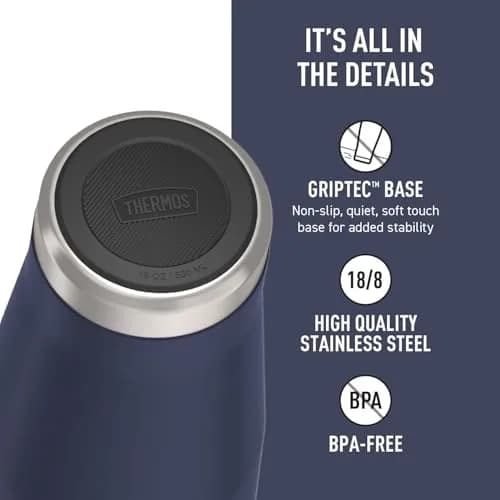 THERMOS Icon Series Stainless Steel Tumbler with Slide Lock, 532ml (18 Ounce), Mystic Navy | Keeps Drinks Hot or Cold for Hours thumbnail 4