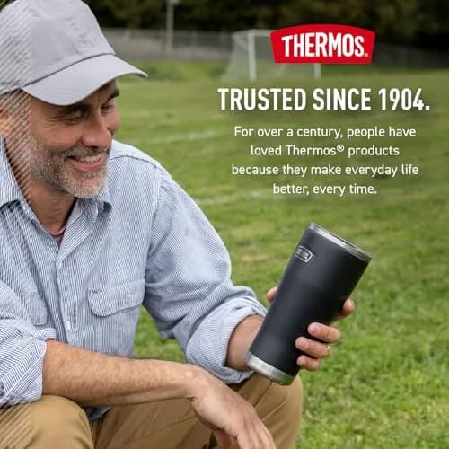 THERMOS Icon Series Stainless Steel Tumbler with Slide Lock, 532ml (18 Ounce), Mystic Navy | Keeps Drinks Hot or Cold for Hours thumbnail 7
