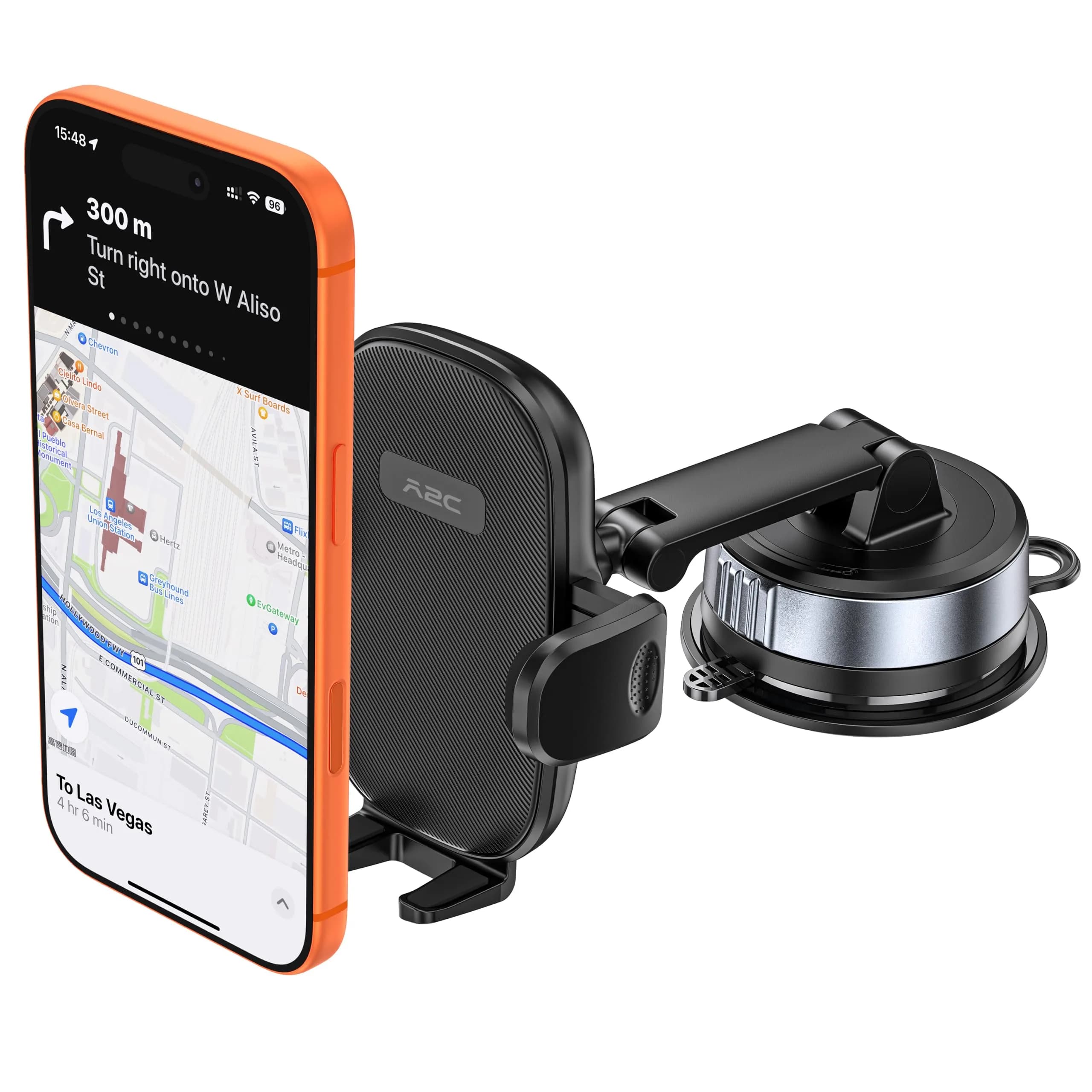 APPS2Car Car Phone Holder Mount, Strong Suction Dashboard & Windshield, Fits 4-7 Inch Phones, 360° Rotation, One-Touch Release, Ideal for Delivery & Uber — Twist-Lock Suction