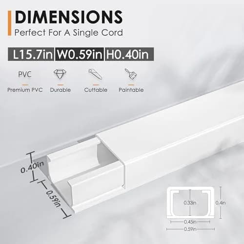 Delamu 236in (600cm) Cord Hider Kit | Paintable Snap-on Wire Cover for Single Wire Management thumbnail 2