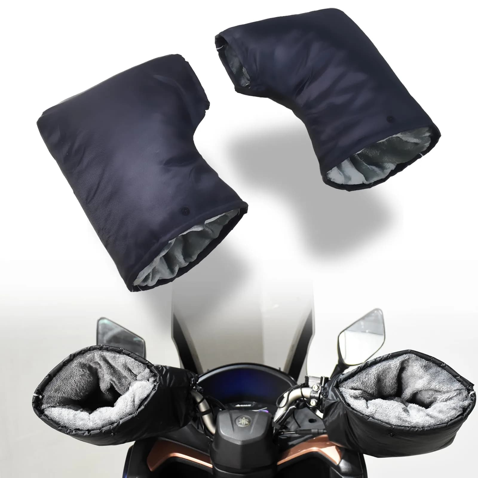 Sparkmods Motorcycle Handlebar Muffs Gloves Riding Cycling Mitten X-Large | Windproof Waterproof Hand Covers — black