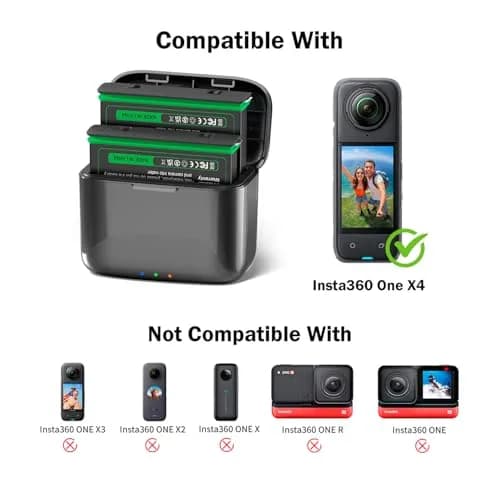 METACUCU 2500mAh Battery with Charger Hub for Insta360X4 Camera | 2-Pack thumbnail 2