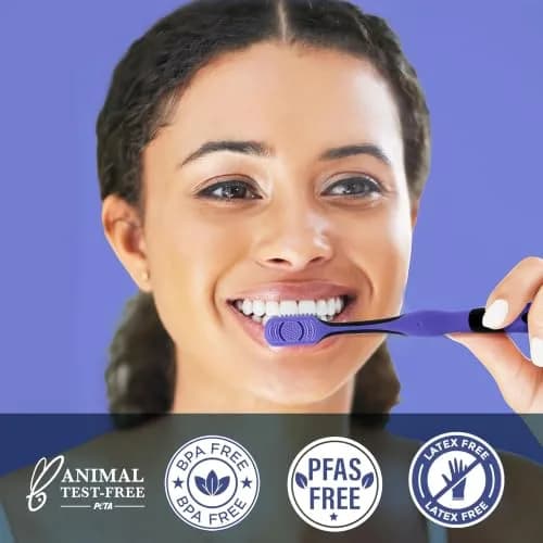 GuruNanda Gentle Giant Charcoal Toothbrush 2ct | Dual Action Flossing Spiral Bristles thumbnail 8