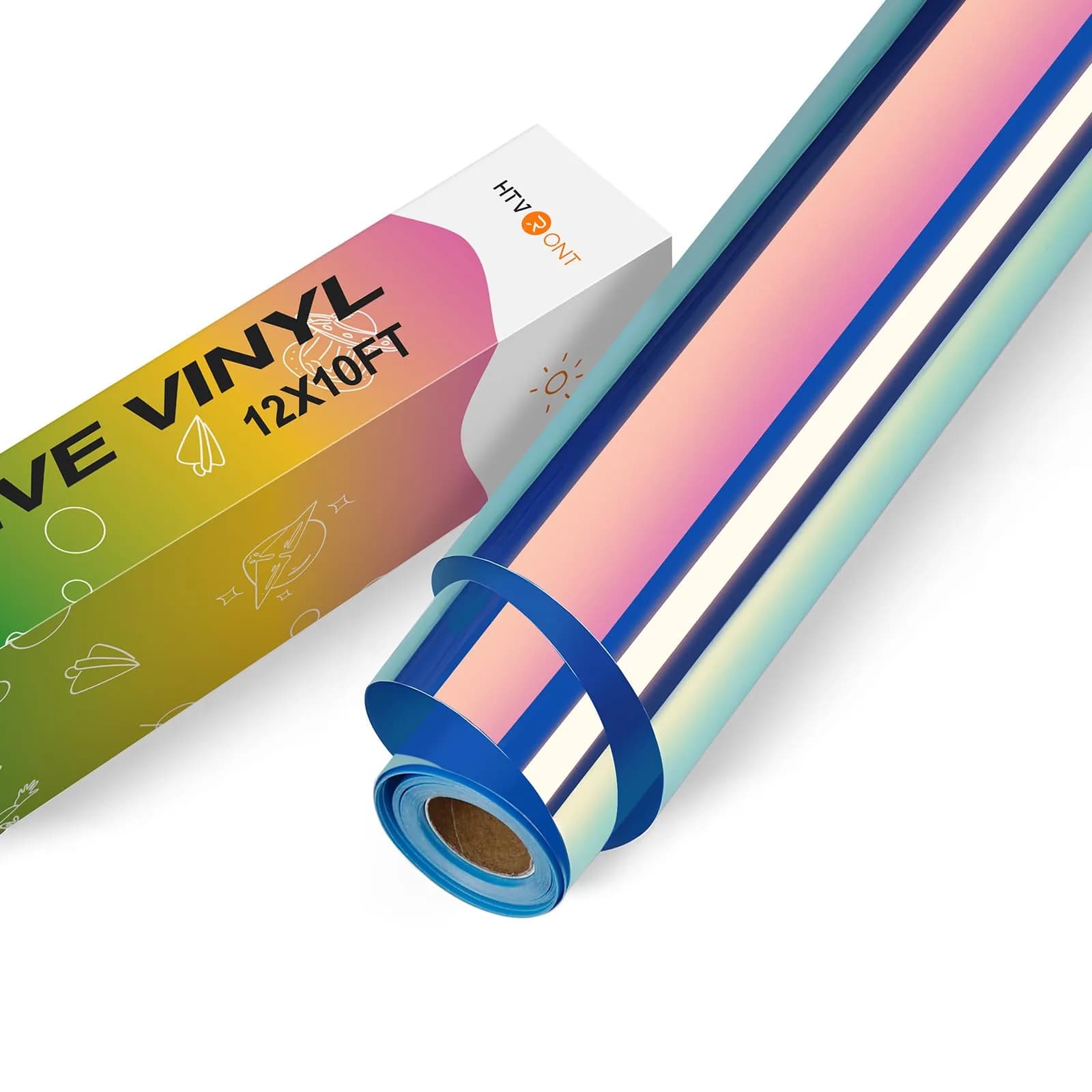HTVRONT Holographic Opal Blue Permanent Vinyl Roll, 12" x 10FT | Waterproof, Easy Cut & Transfer - main product image