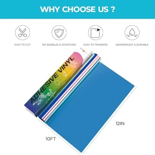 HTVRONT Holographic Opal Blue Permanent Vinyl Roll, 12" x 10FT | Waterproof, Easy Cut & Transfer thumbnail 2
