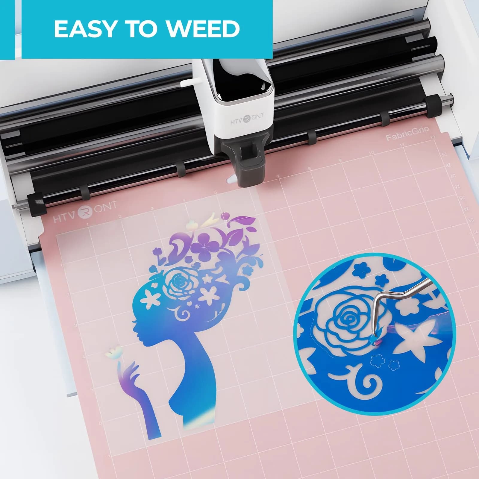 HTVRONT Holographic Opal Blue Permanent Vinyl Roll, 12" x 10FT | Waterproof, Easy Cut & Transfer - view 4