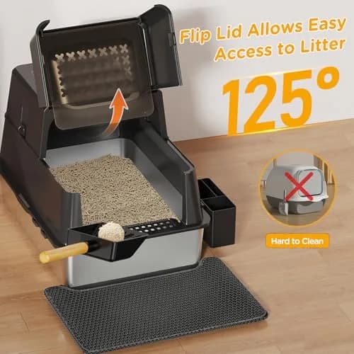 Mutrelenx XXL Stainless Steel Litter Box with Lid 27.5''x19.7''x19.3'' | Modular Design & Flip Lid, High Sided Cat Box, Easy to Clean thumbnail 4