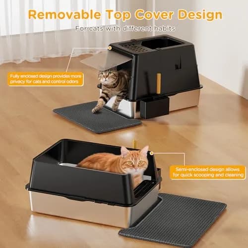 Mutrelenx XXL Stainless Steel Litter Box with Lid 27.5''x19.7''x19.3'' | Modular Design & Flip Lid, High Sided Cat Box, Easy to Clean thumbnail 5