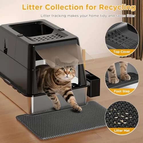 Mutrelenx XXL Stainless Steel Litter Box with Lid 27.5''x19.7''x19.3'' | Modular Design & Flip Lid, High Sided Cat Box, Easy to Clean thumbnail 6