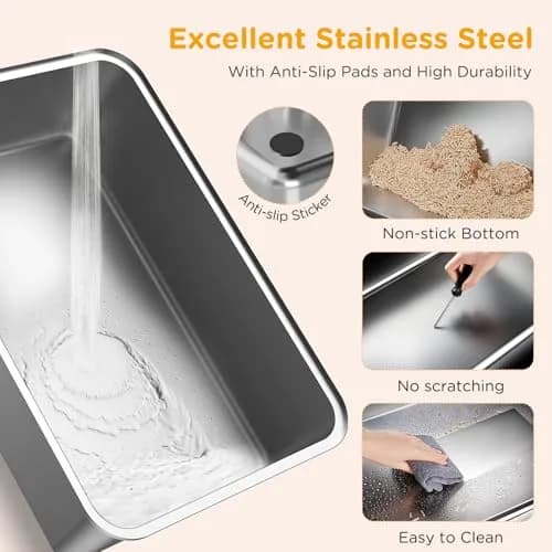 Mutrelenx XXL Stainless Steel Litter Box with Lid 27.5''x19.7''x19.3'' | Modular Design & Flip Lid, High Sided Cat Box, Easy to Clean thumbnail 7