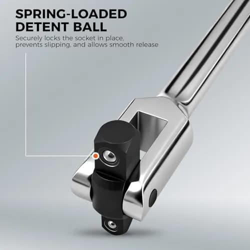 HORUSDY 10-Piece Dual-Drive Breaker Bar Set, Heavy-Duty Torque Kit with 360° Rotatable Head, Premium Cr-V Steel, Spring-loaded Detent Ball, Extension Bars & Socket Adapters, Durable Storage Case | 10-Piece Heavy-Duty Wrench Set thumbnail 6