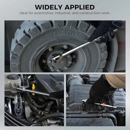 HORUSDY 10-Piece Dual-Drive Breaker Bar Set, Heavy-Duty Torque Kit with 360° Rotatable Head, Premium Cr-V Steel, Spring-loaded Detent Ball, Extension Bars & Socket Adapters, Durable Storage Case | 10-Piece Heavy-Duty Wrench Set thumbnail 7