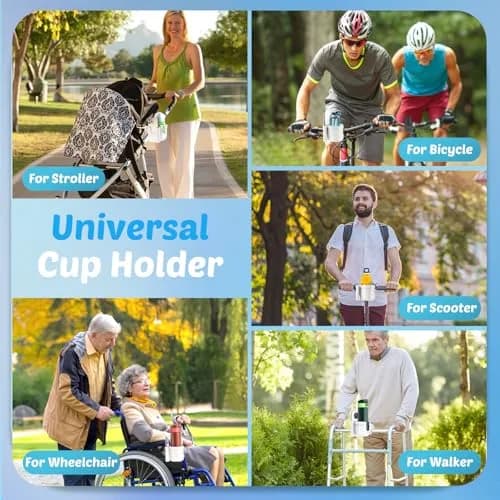 Guiseapue 2-in-1 Stroller Cup Holder with Phone Holder, White | Universal Fit for Bikes & Walkers thumbnail 6