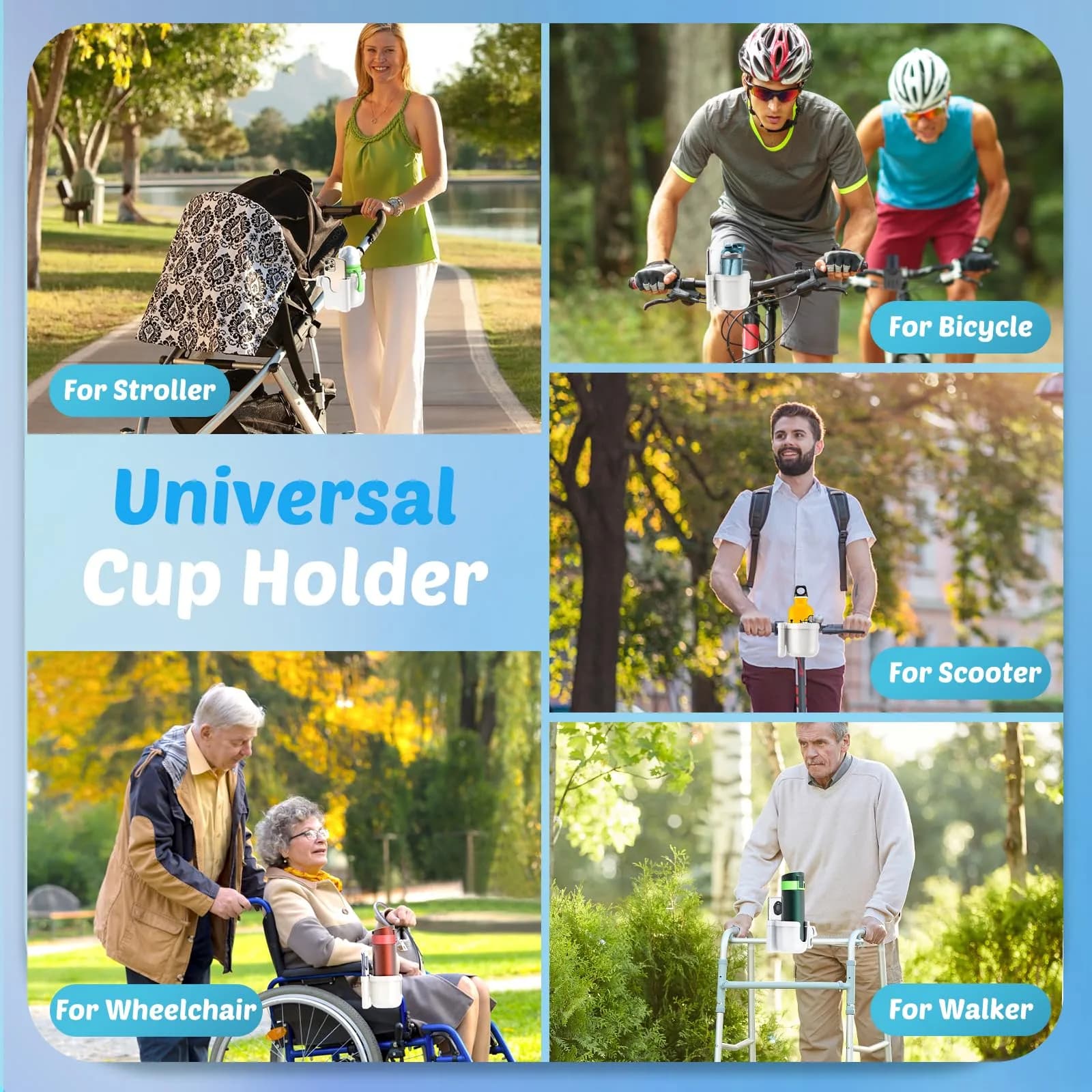 Guiseapue 2-in-1 Stroller Cup Holder with Phone Holder, White | Universal Fit for Bikes & Walkers - view 6