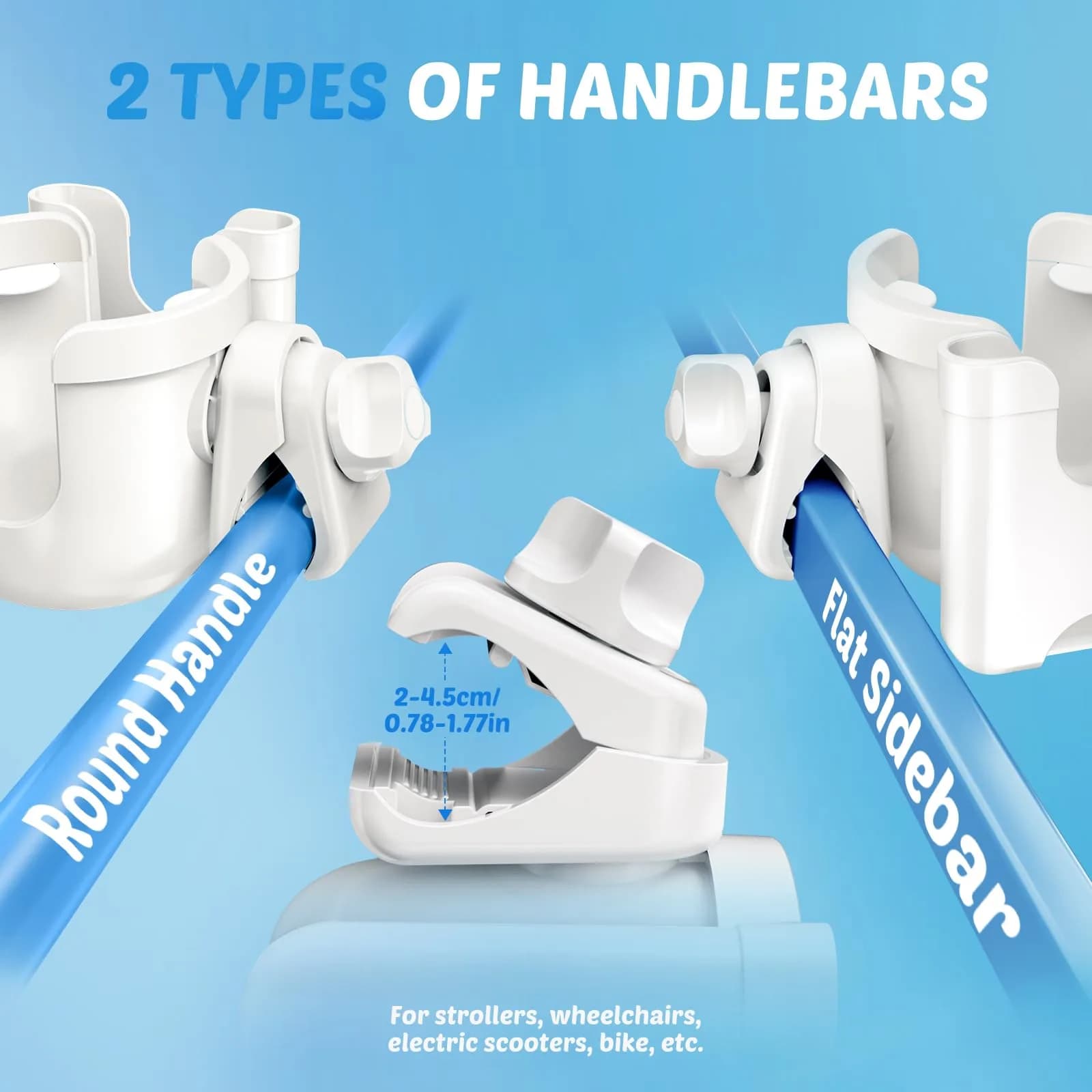 Guiseapue 2-in-1 Stroller Cup Holder with Phone Holder, White | Universal Fit for Bikes & Walkers - view 3