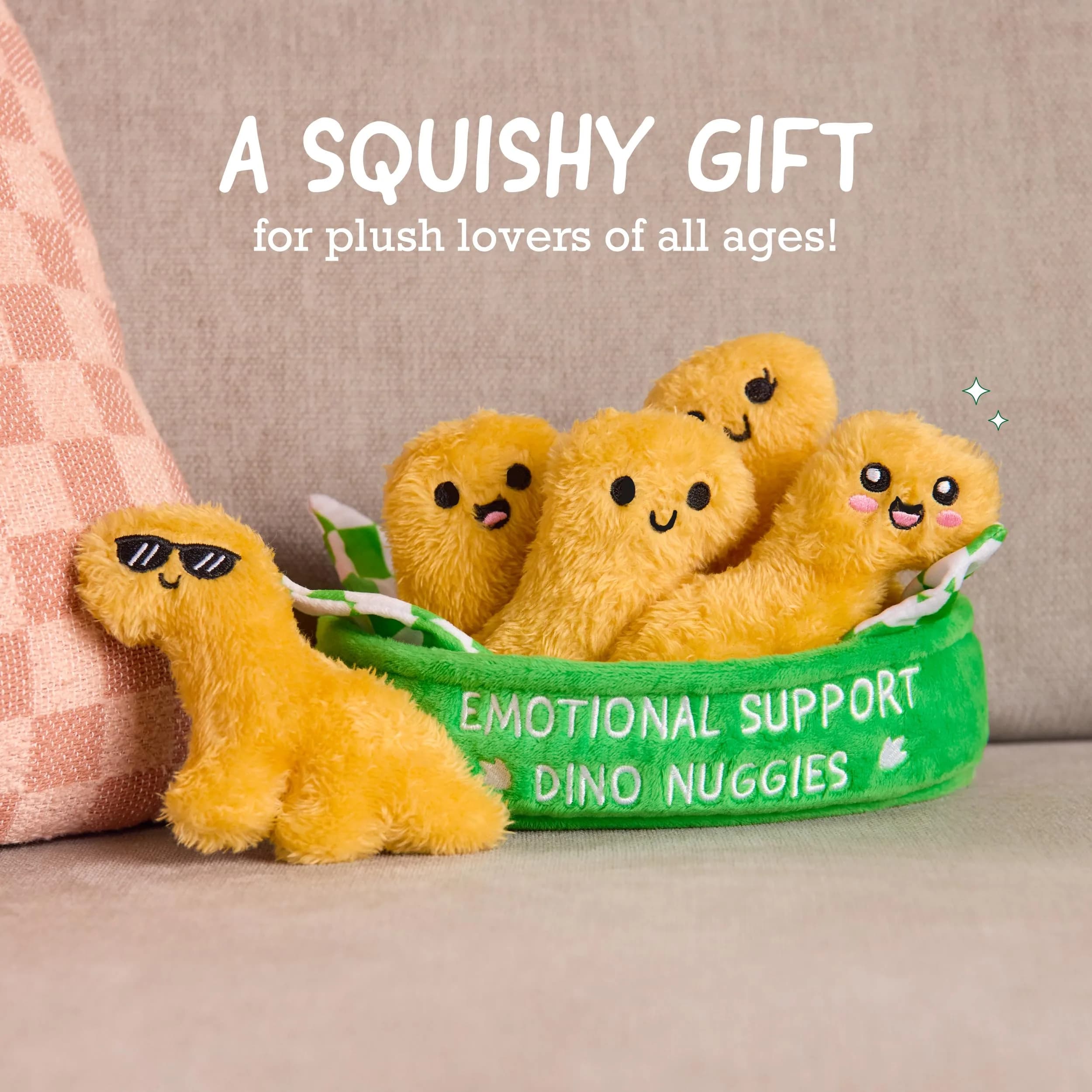 Relatable Emotional Support Dino Nuggies Plush Set with Basket | ASTM-Tested Toy Figure - view 2
