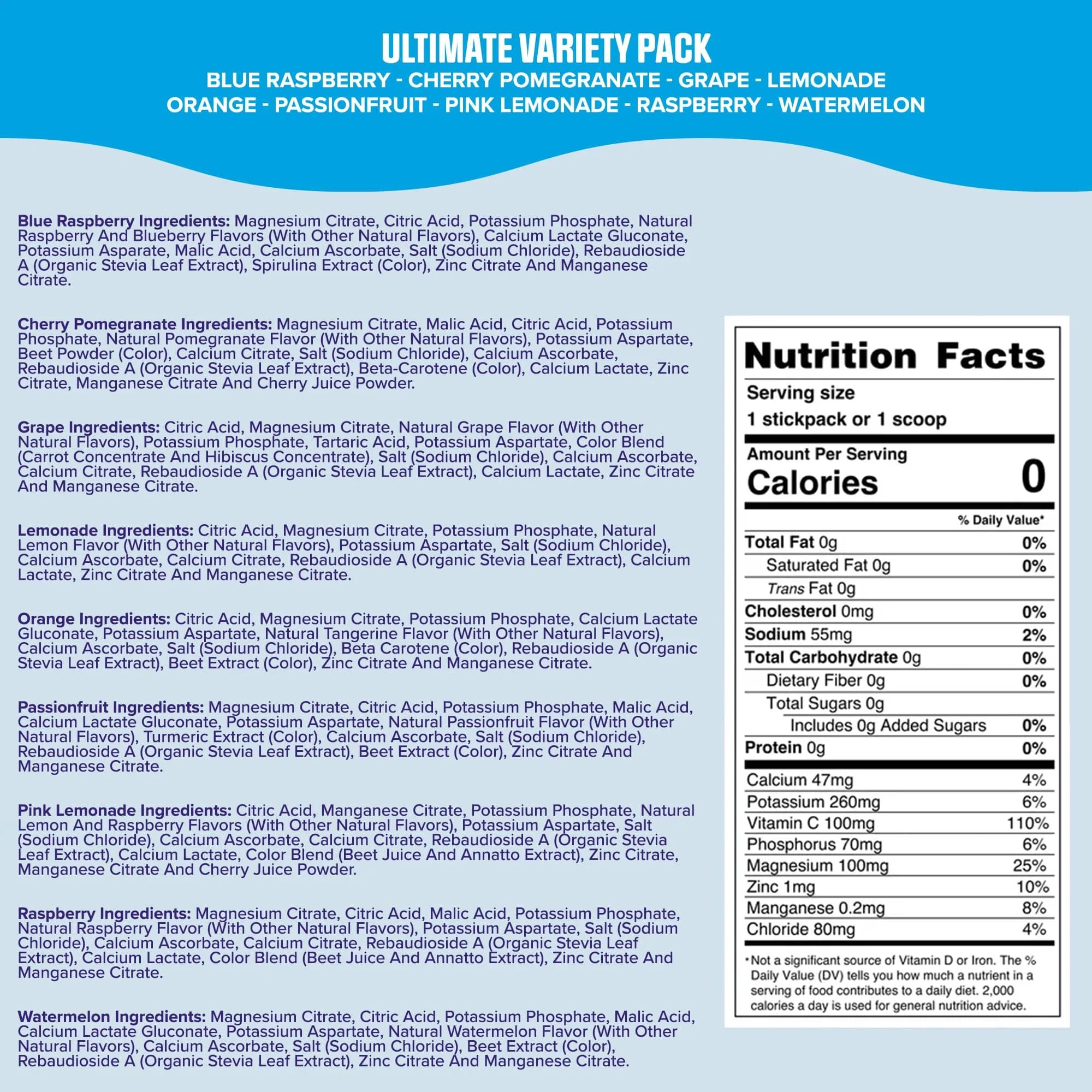 Ultima Replenisher Daily Electrolyte Powder Stick Variety Pack, 36 Stickpacks | Zero Sugar Hydration Packets with 6 Electrolytes and Minerals - view 3