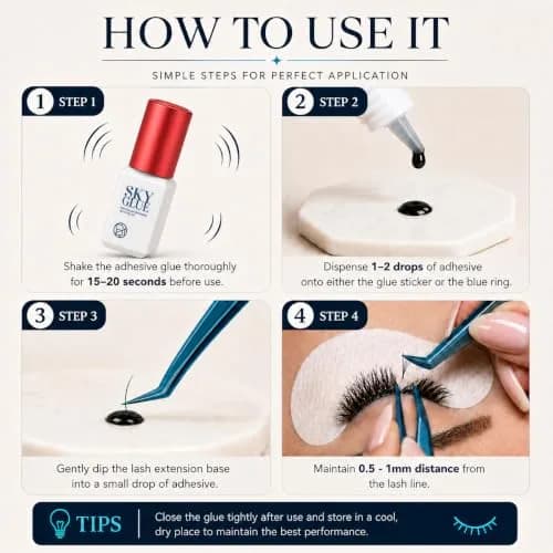 TUBeauty Sky Glue S+ Eyelash Extension Adhesive 5ml (0.17 Fl Oz) | Fast Drying 1-2s, 6-8 Weeks Retention thumbnail 5