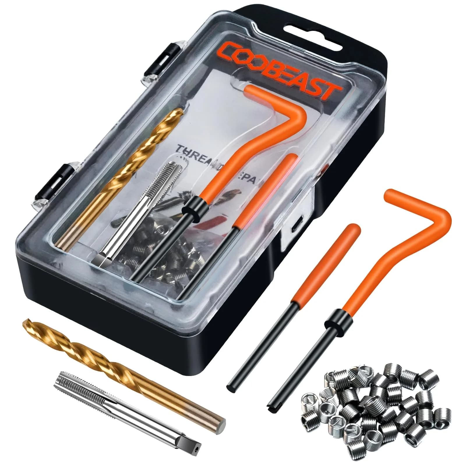 coobeast M6x1.0 Thread Repair Kit with 30 Inserts & HSS Drill Bits | Complete Helicoil Set for Automotive Engine - main product image
