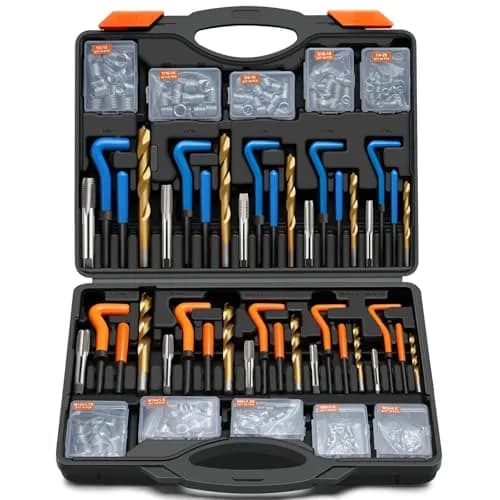 coobeast 320-Piece Metric & SAE Helical Thread Repair Kit with Titanium-Coated Drill Bits & HSS Taps | 3.08 kg (6.8 lb) thumbnail 1