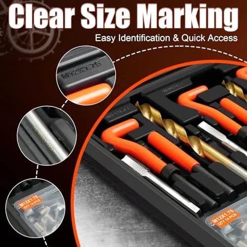 coobeast 320-Piece Metric & SAE Helical Thread Repair Kit with Titanium-Coated Drill Bits & HSS Taps | 3.08 kg (6.8 lb) thumbnail 7