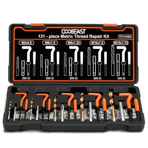 coobeast 131PCS Metric Thread Repair Kit M5-M12 | Restore Stripped Threads thumbnail 1