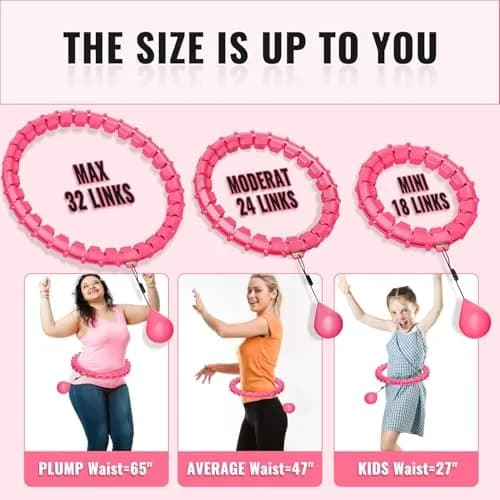 Gkyet Quiet Hula Circle Hoops,65 inch 32 Knots Plus Size Hula Infinity Fitness Detachable Hoops | Suitable for Beginners thumbnail 7