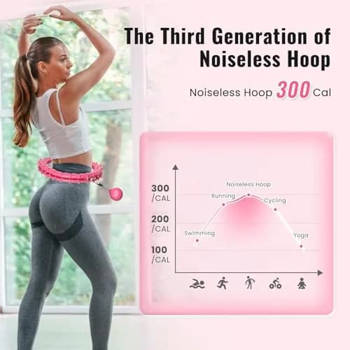 Gkyet Quiet Hula Circle Hoops,65 inch 32 Knots Plus Size Hula Infinity Fitness Detachable Hoops | Suitable for Beginners thumbnail 4