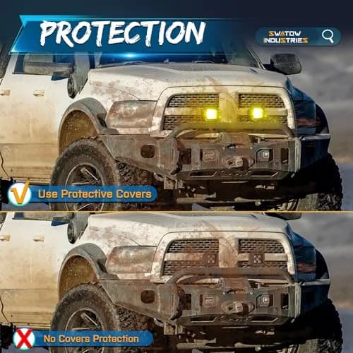 SWATOW INDUSTRIES Yellow 3 Inch LED Light Bar Covers (2-Pack) | Protects Pod Lights in Fog & Rain thumbnail 4