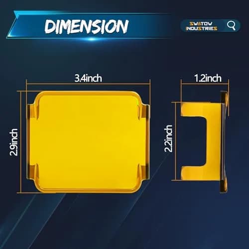 SWATOW INDUSTRIES Yellow 3 Inch LED Light Bar Covers (2-Pack) | Protects Pod Lights in Fog & Rain thumbnail 6