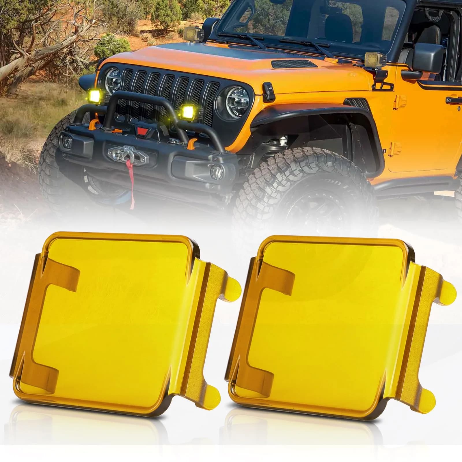 SWATOW INDUSTRIES Yellow 3 Inch LED Light Bar Covers (2-Pack) | Protects Pod Lights in Fog & Rain - view 8