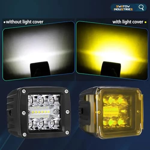 SWATOW INDUSTRIES Yellow 3 Inch LED Light Bar Covers (2-Pack) | Protects Pod Lights in Fog & Rain thumbnail 2