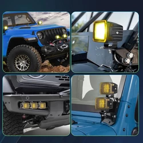 SWATOW INDUSTRIES Yellow 3 Inch LED Light Bar Covers (2-Pack) | Protects Pod Lights in Fog & Rain thumbnail 3