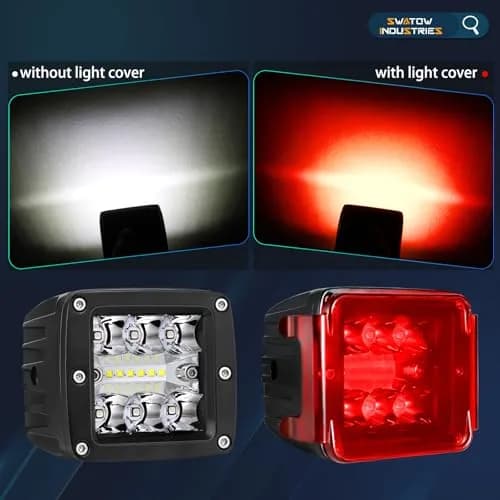 SWATOW INDUSTRIES Red 3 Inch LED Pod Covers Pair | Warning Light Safety Signal Covers thumbnail 2