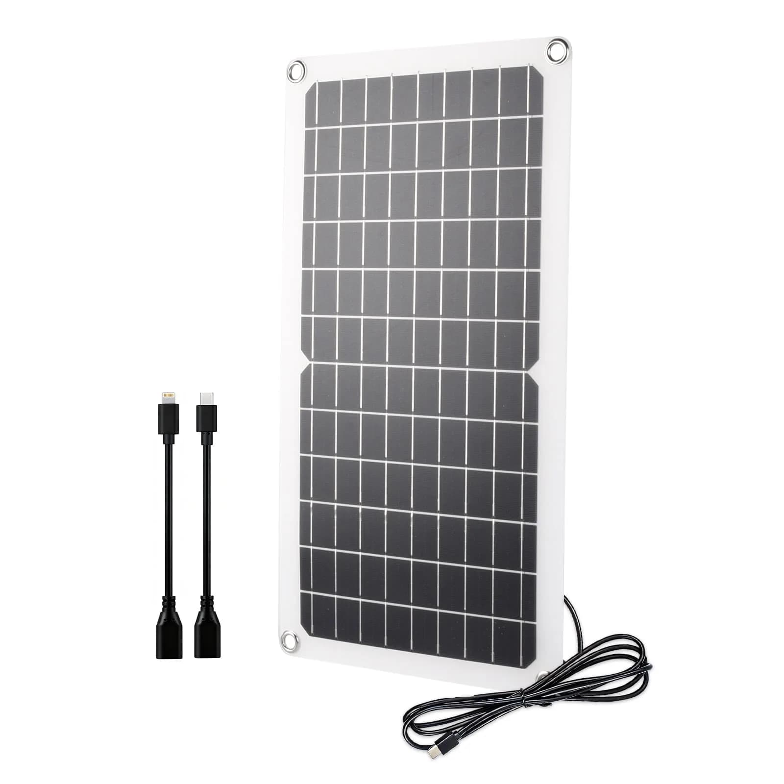 Soshine 15W 5V Solar Panel 2.0 Flexible Waterproof USB C Solar Charger 42.49cm (16.73in) | High-Efficiency Monocrystalline Output - main product image