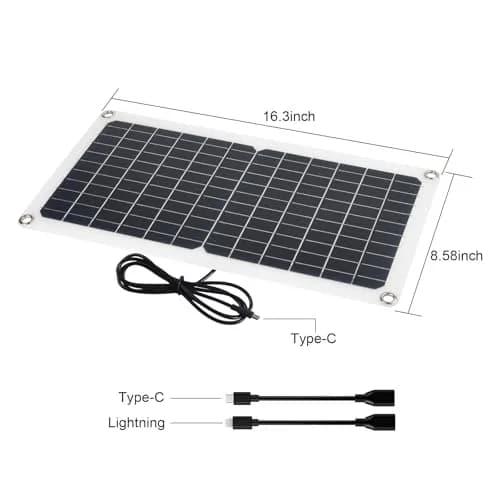 Soshine 15W 5V Solar Panel 2.0 Flexible Waterproof USB C Solar Charger 42.49cm (16.73in) | High-Efficiency Monocrystalline Output thumbnail 5