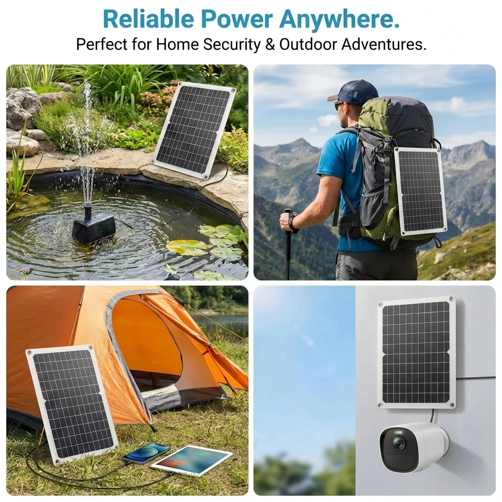 Soshine 15W 5V Solar Panel 2.0 Flexible Waterproof USB C Solar Charger 42.49cm (16.73in) | High-Efficiency Monocrystalline Output - view 7